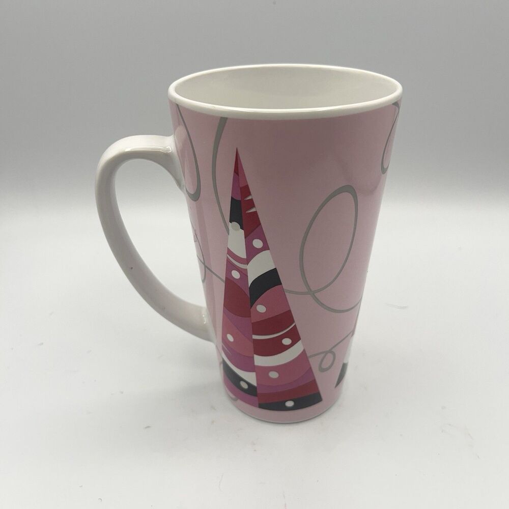 Starbucks Coffee Pink Tall Latte Mug 2004 Holiday Christmas Tree Design